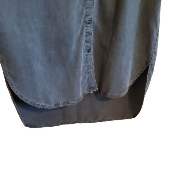 Sneak Peek Black Burnout Shirt Dress Tencel Lightweight Button Up Large - Picture 5 of 16